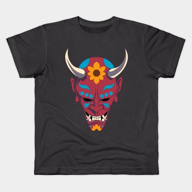 Hannya Mask / Sugar Skull Kids T-Shirt by ivxn